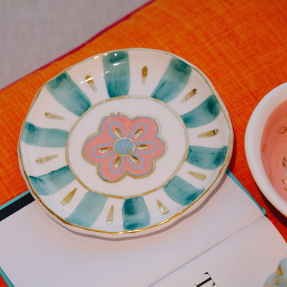Flower Power | 16 cm Pink & Turquoise Plate / Wall Dècor Sherie Boutik