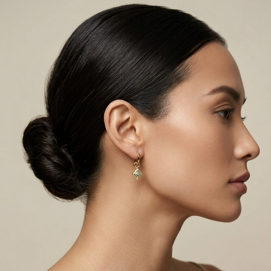 Eye Diamond Shape Hoop Earrings