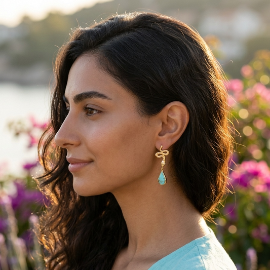 Serpent Natural Turquoise Earrings