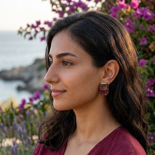 Rectangular Tourmaline Earring