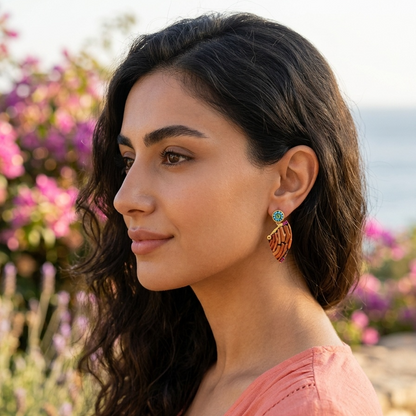 Coral + Turquoise Earring