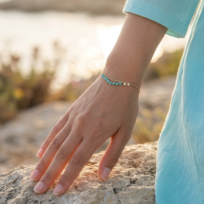 Turquoise beads charms bracelet