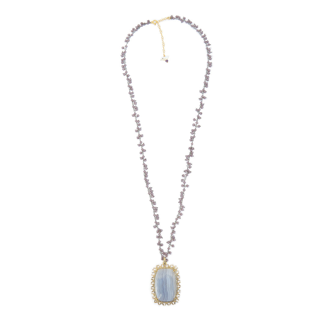 Blue lace Agate Pavé Necklace Sherie Boutik