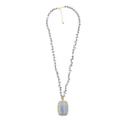 Blue lace Agate Pavé Necklace Sherie Boutik