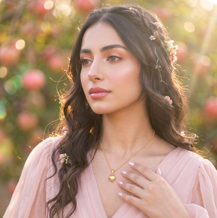 pome solid gold plated  necklace