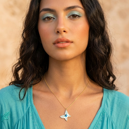 Butterfly Eye  Enamel Necklace