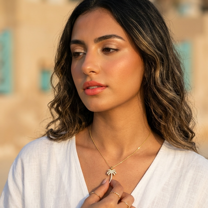 Palm tree crystal necklace