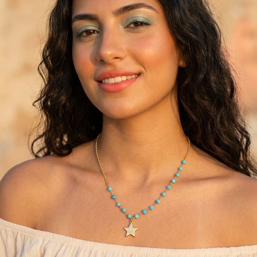 Necklace Turquoise and  star