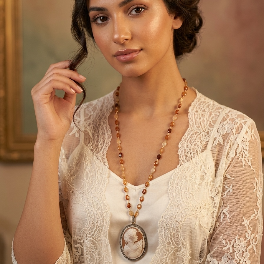 CAMEO PAVE NECKLACE