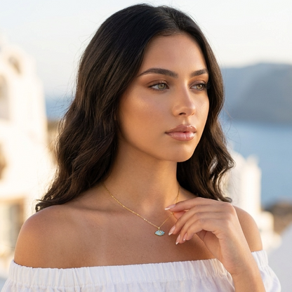 Turquoise Eye | Crystal Dot Necklace