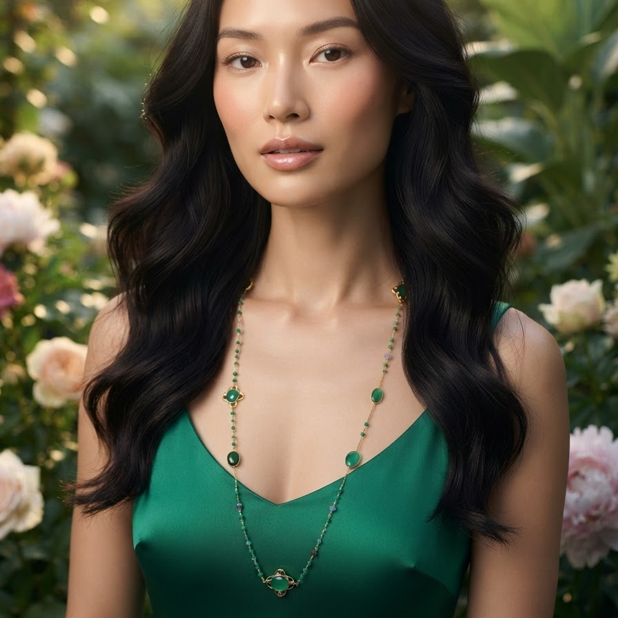 Green Onyx | Long Necklace  NS 2538