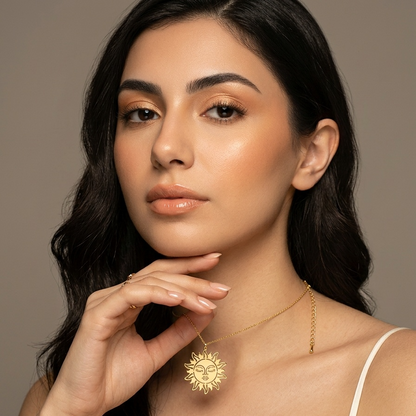 Sun face necklace