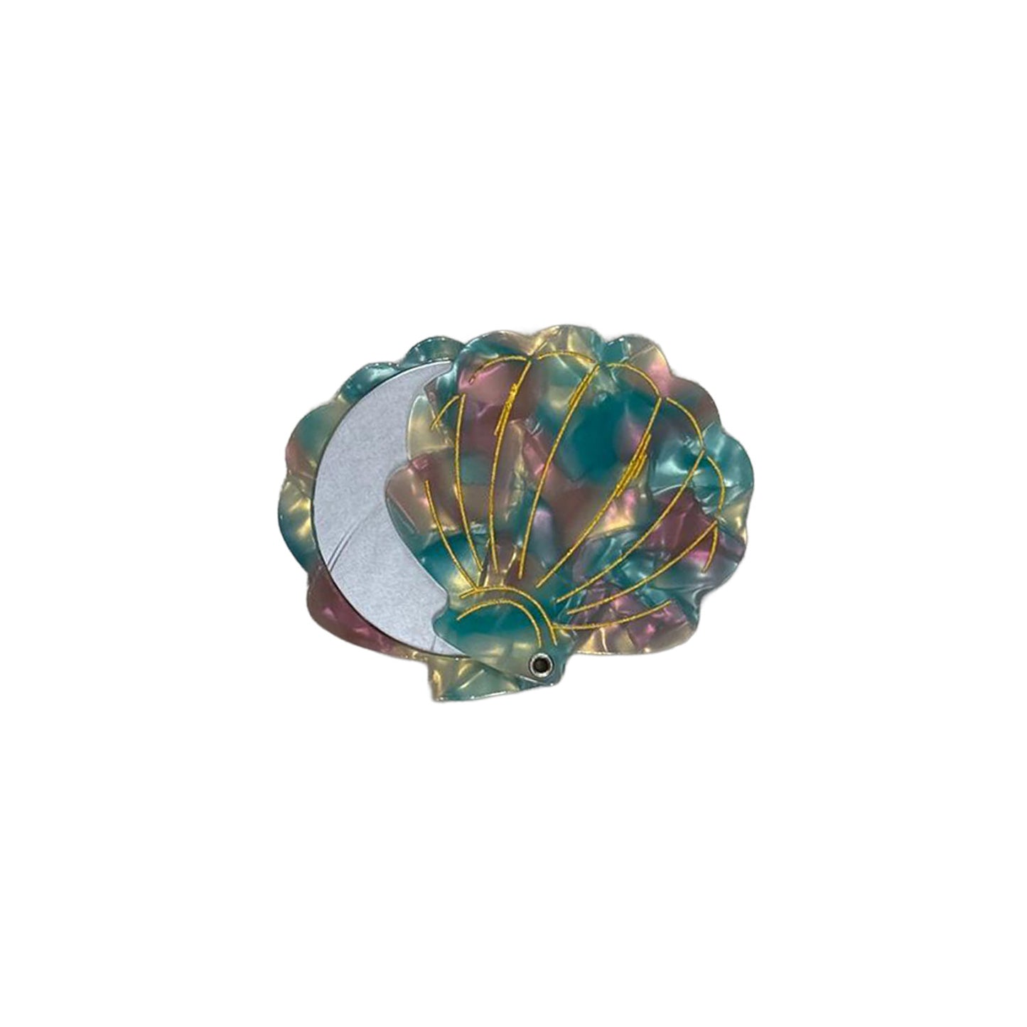 Shell folding hand mirror