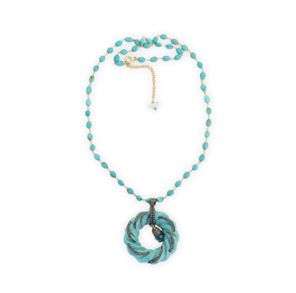 Turquoise Pave Diamond Necklace Sherie Boutik