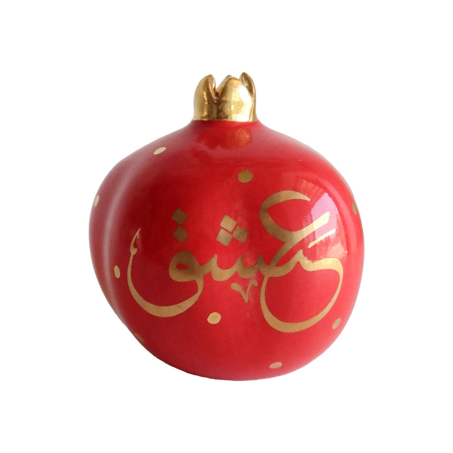 Red pome with ashq writing