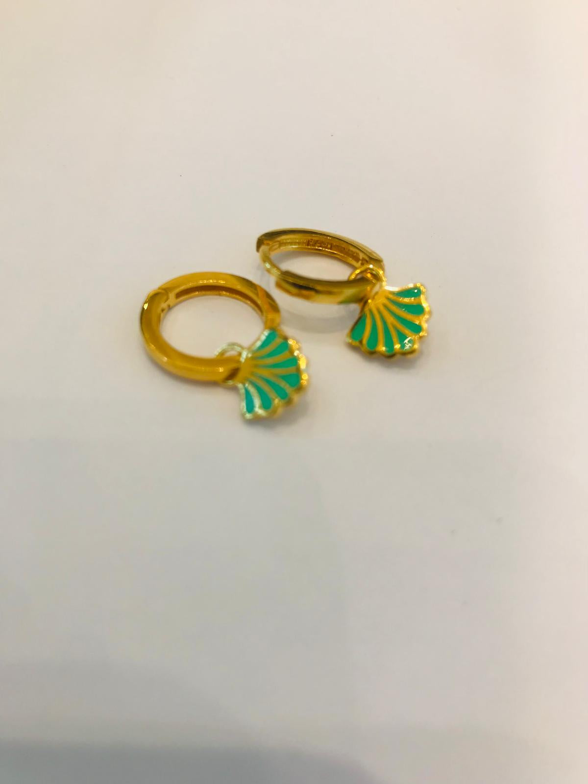 Shell Enamel Hoops Earring