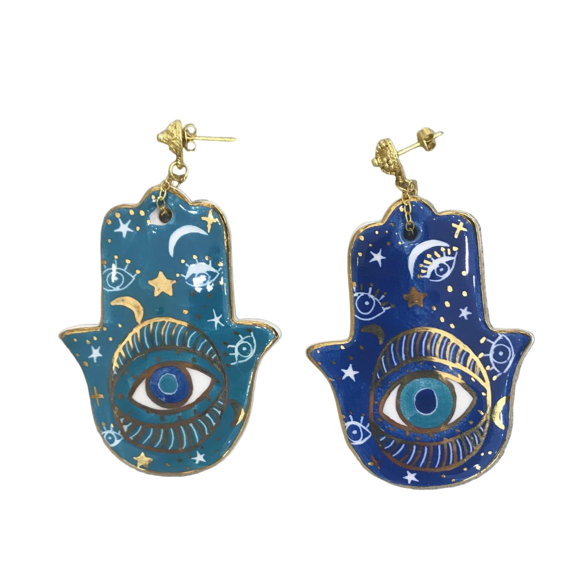 Ceramic Khamsa earring Sherie Boutik