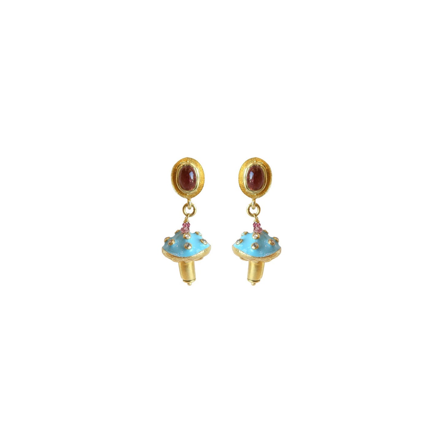 Toad Stool Enamel | Pavé Diamond Earrings  ER2471