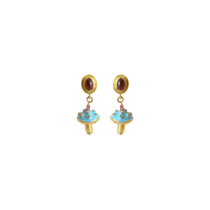 Toad Stool Enamel | Pavé Diamond Earrings  ER2471
