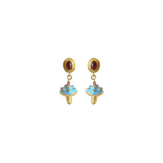 Toad Stool Enamel | Pavé Diamond Earrings  ER2471