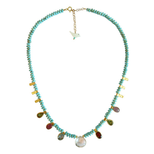 Turquoise & Tourmaline Teardrop Necklace