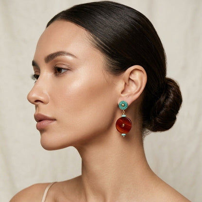 Carnelian Agate | Turquoise Earrings  ER 2521