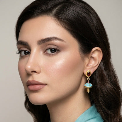 Toad Stool Enamel | Pavé Diamond Earrings  ER2471