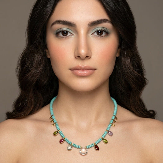 Turquoise & Tourmaline Teardrop Necklace