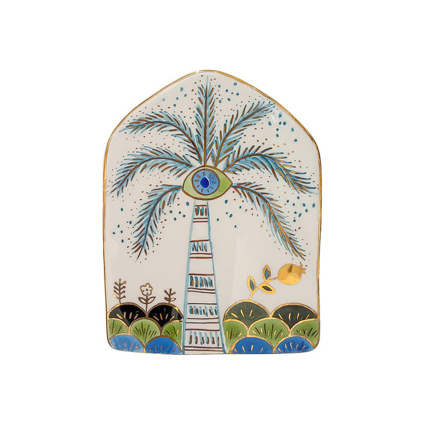 Teal Palm Eye Garden Ceramic Wall Decor