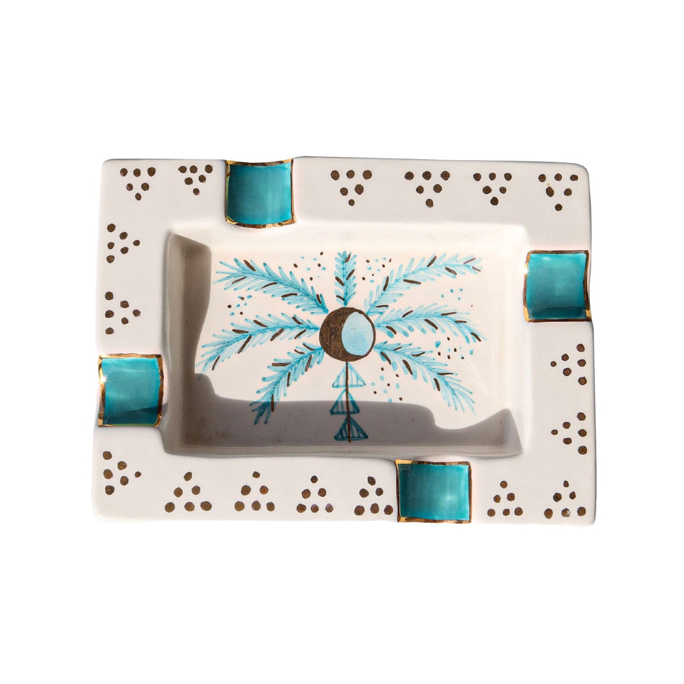 Crecent Turquoise Palm Tree Cigar Ashtray Sherie Boutik