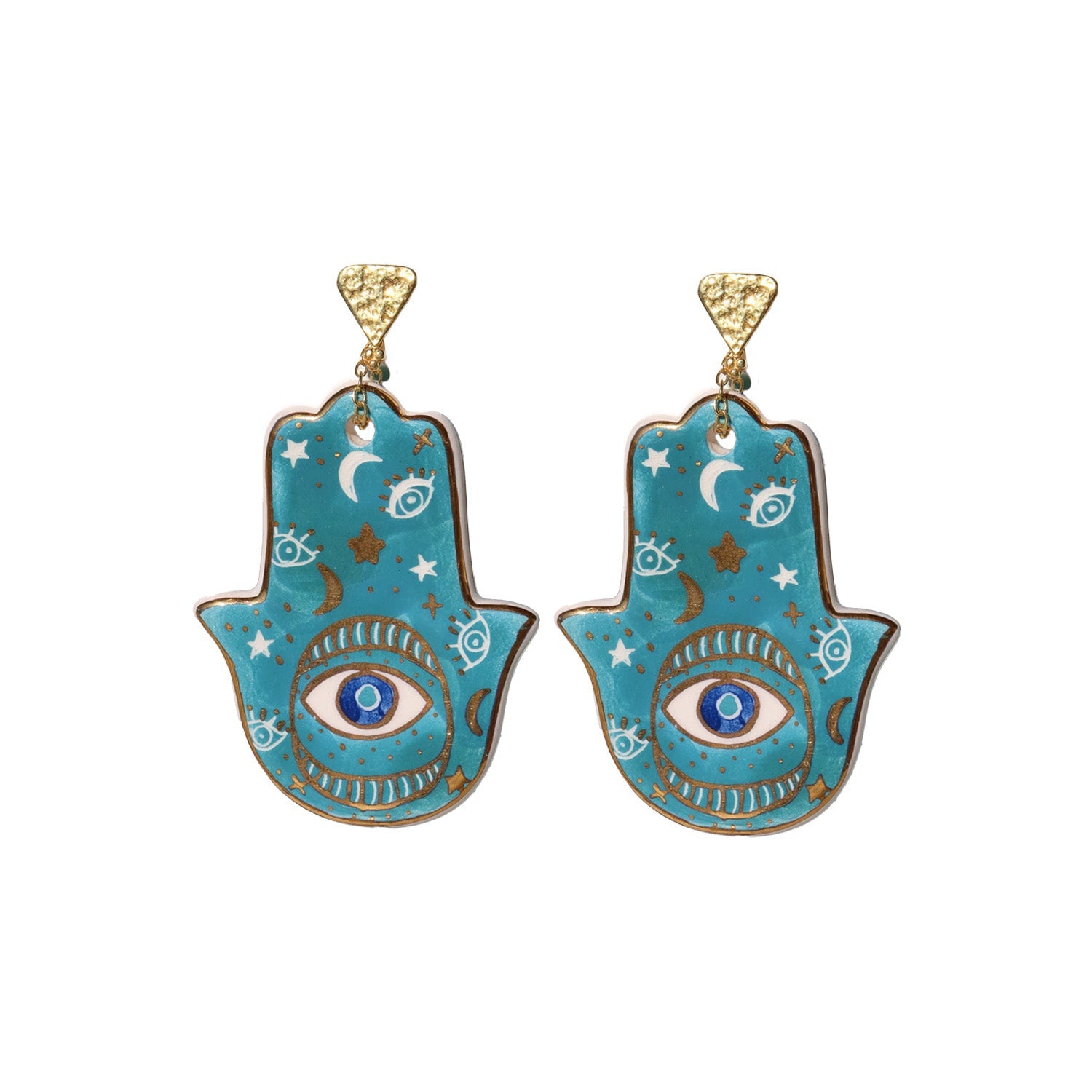 Ceramic Khamsa earring Sherie Boutik