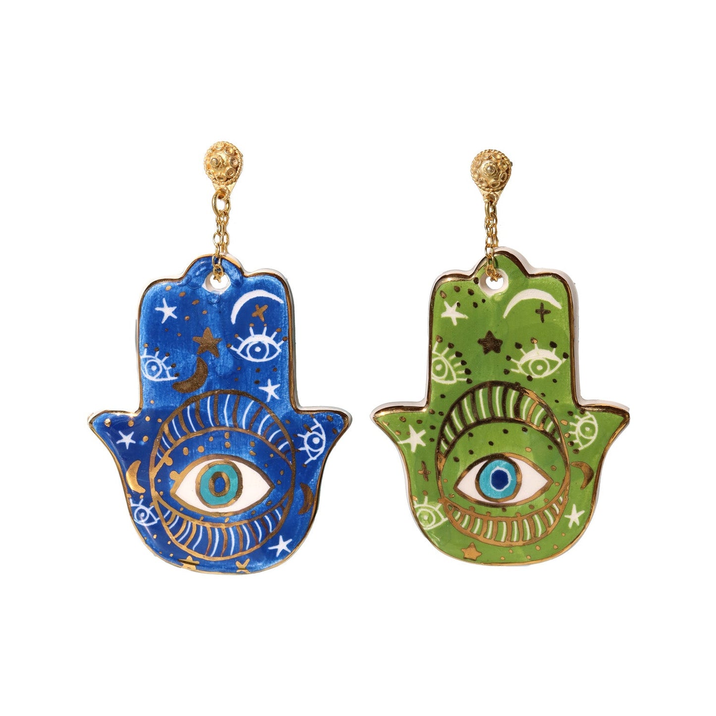 Ceramic Khamsa earring Sherie Boutik