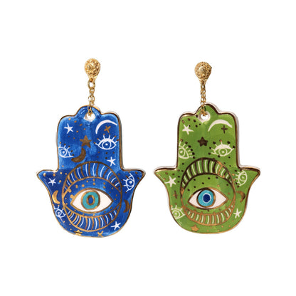 Ceramic Khamsa earring Sherie Boutik