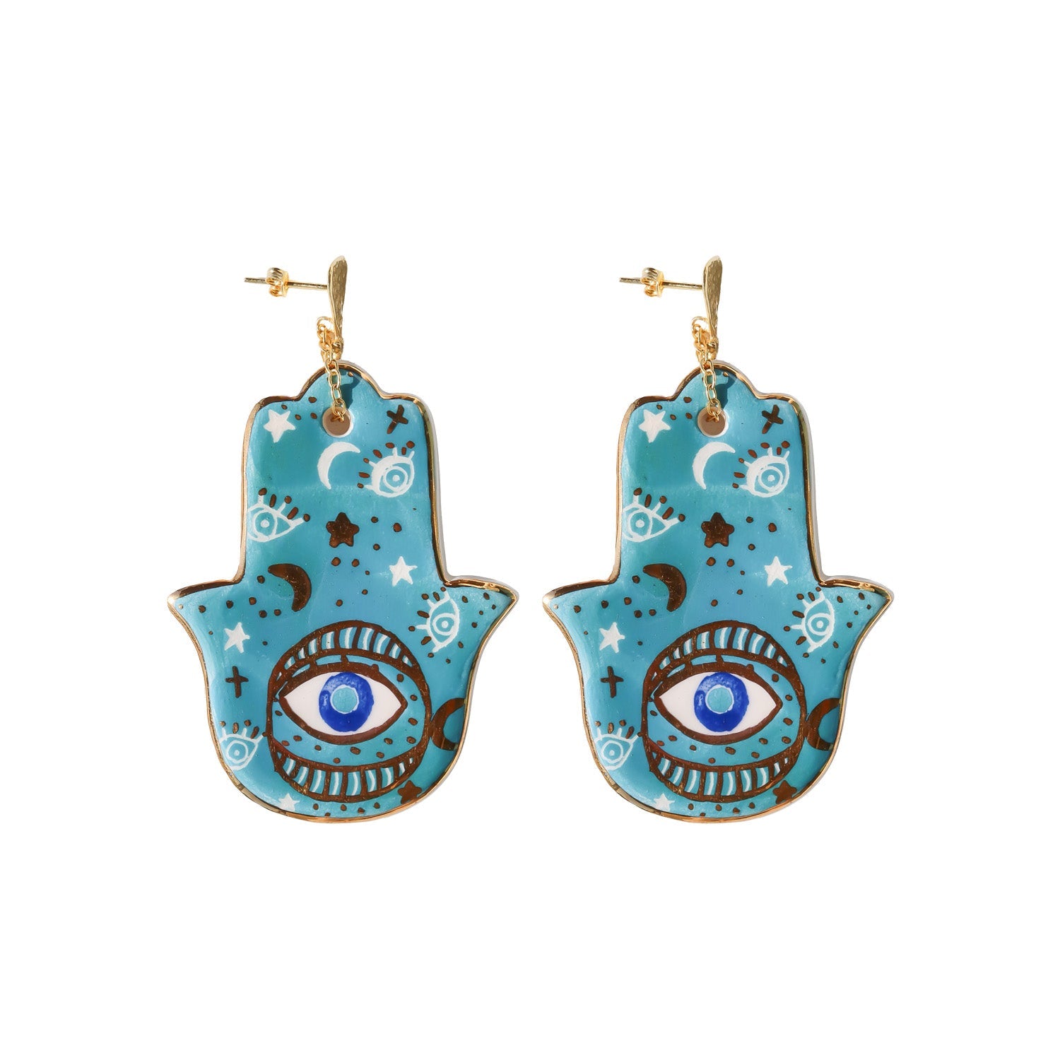 Ceramic Khamsa earring Sherie Boutik