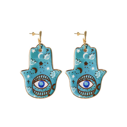 Ceramic Khamsa earring Sherie Boutik