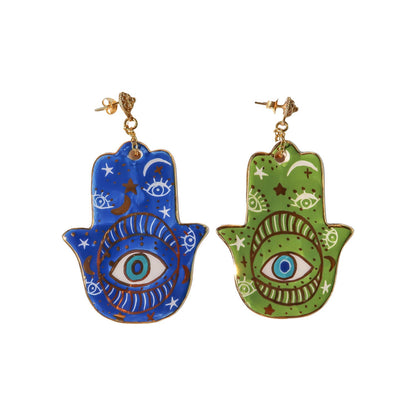 Ceramic Khamsa earring Sherie Boutik