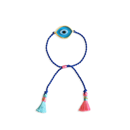 Elif Eye blue &Blue Cotton tassel Bracelet
