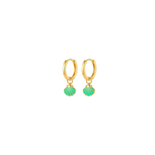 Shell Enamel Hoops Earring