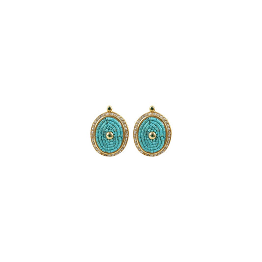 Mosaic Inspired Turquoise Pavé Earrings