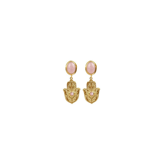 Khamsa Rose Quartz Earrings