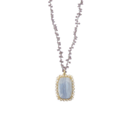 Blue lace Agate Pavé Necklace Sherie Boutik