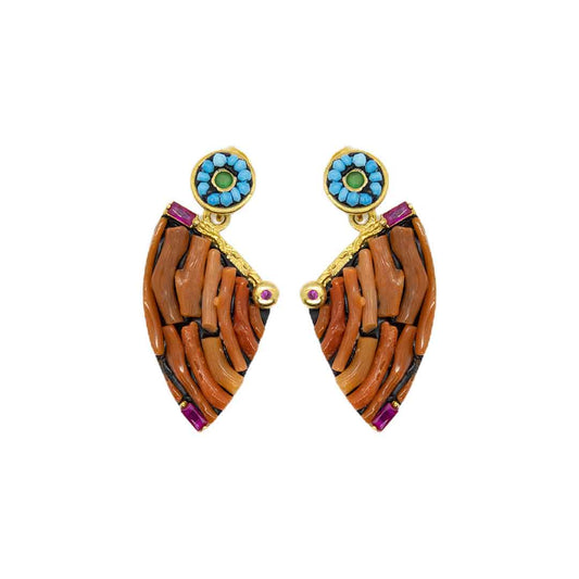 Coral + Turquoise Earring